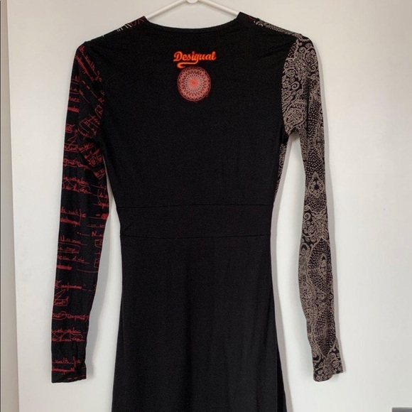 Desigual Black/Red Printed Dress - Picture 6 of 9